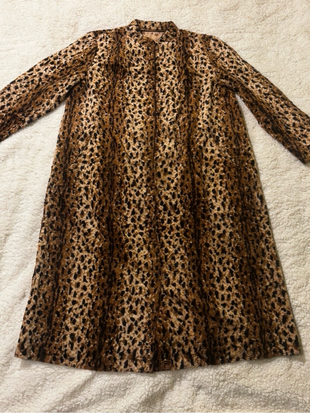 Women’s Leopard Print Faux Fur Coat - Brown0430